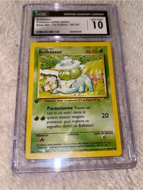 2000 Pokemon ITALIAN 1st Edition Base Set Bulbasaur 44/102 CGC 10 GEM MINT